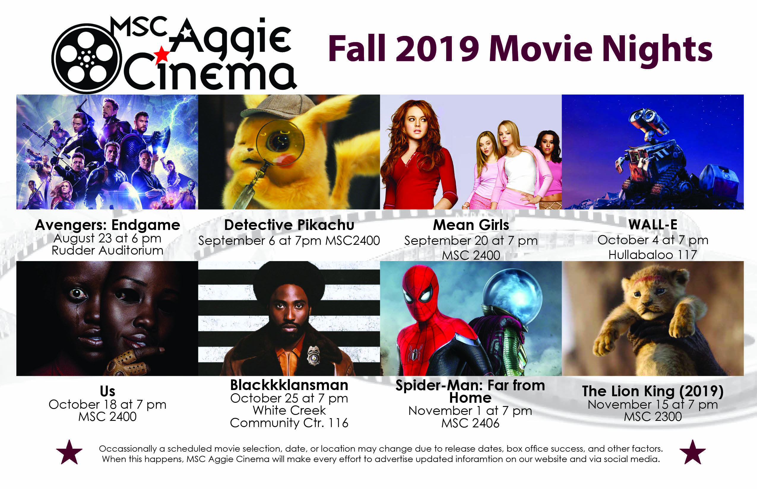 Fall 2019 Season Flyer (front)
